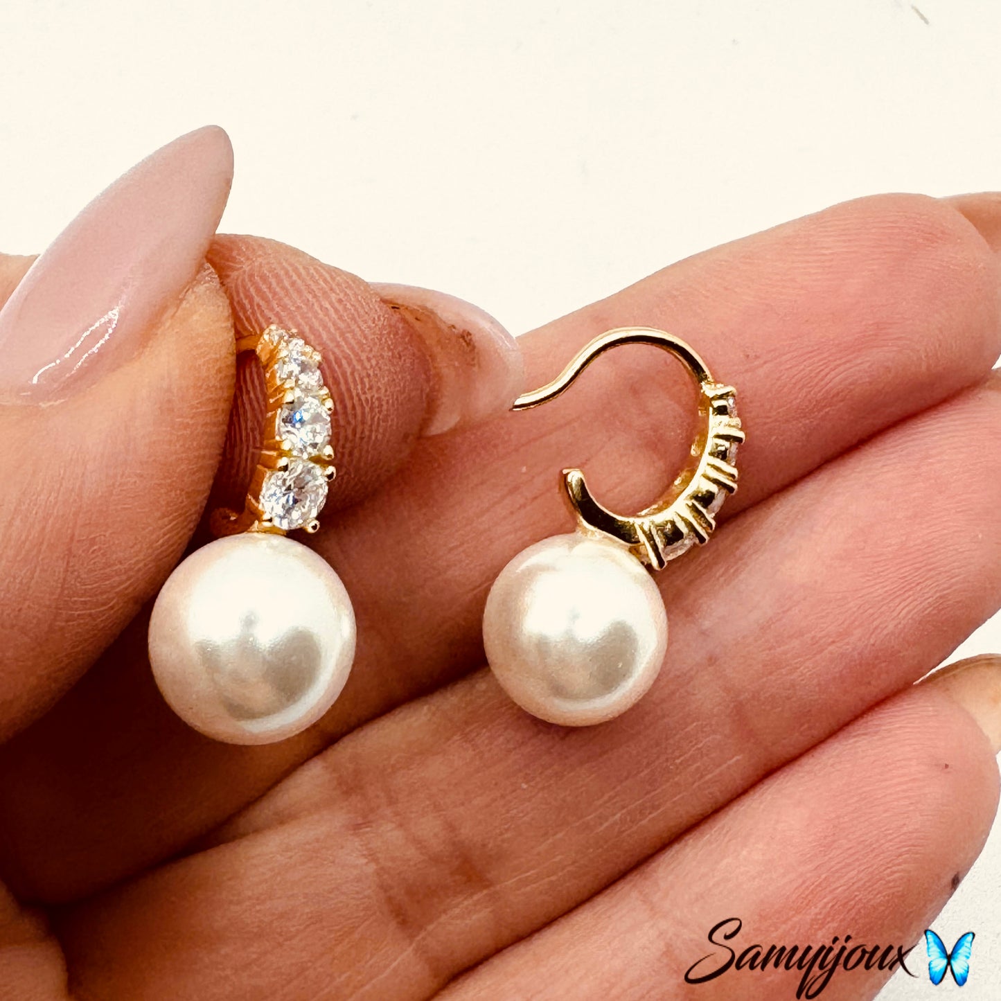 Orecchini Monachella con zirconi e Perla - by Samyijoux