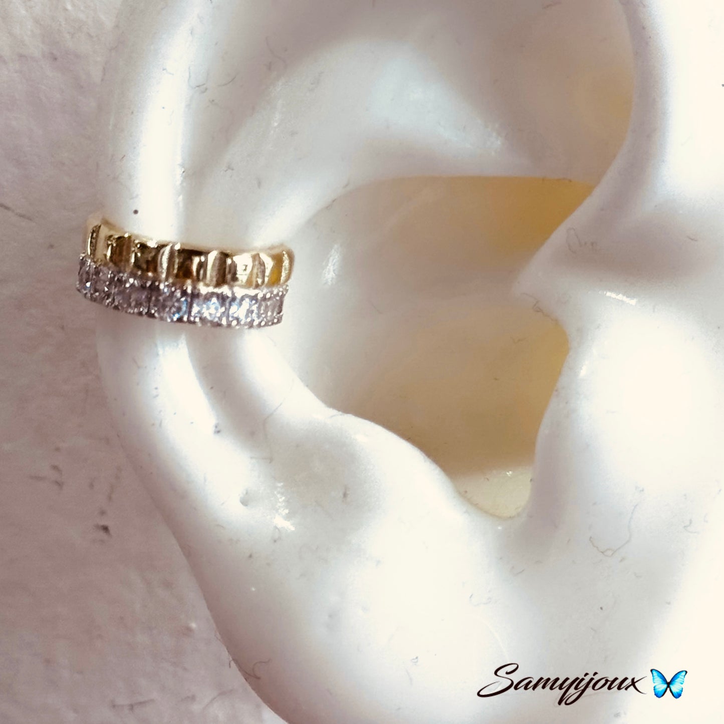 Earcuff fascia doppia zirconi e liscio stampato - by Samyijoux