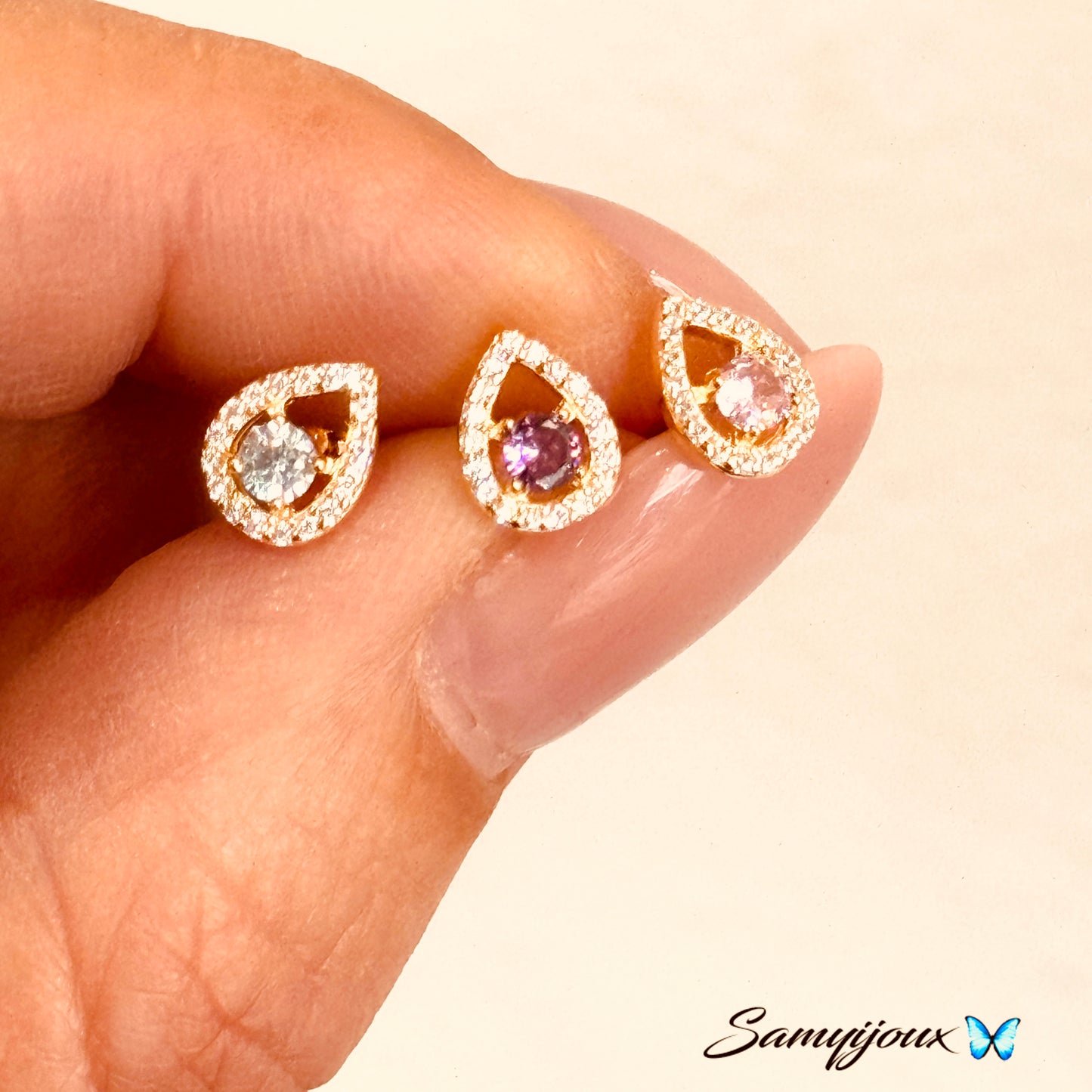 Orecchini goccia con zircone colorato - by Samyijoux