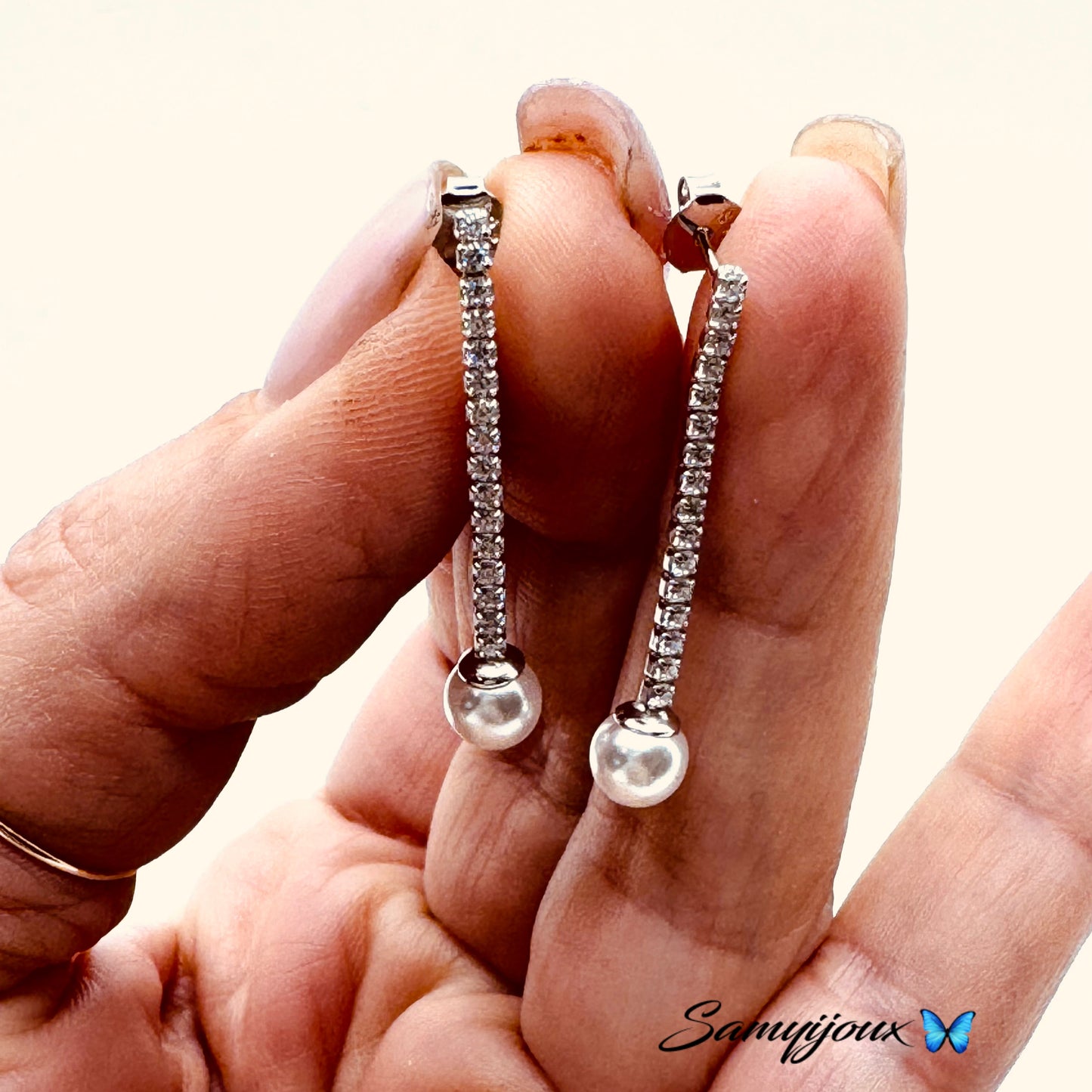 Orecchini Tennis e perla - by Samyijoux