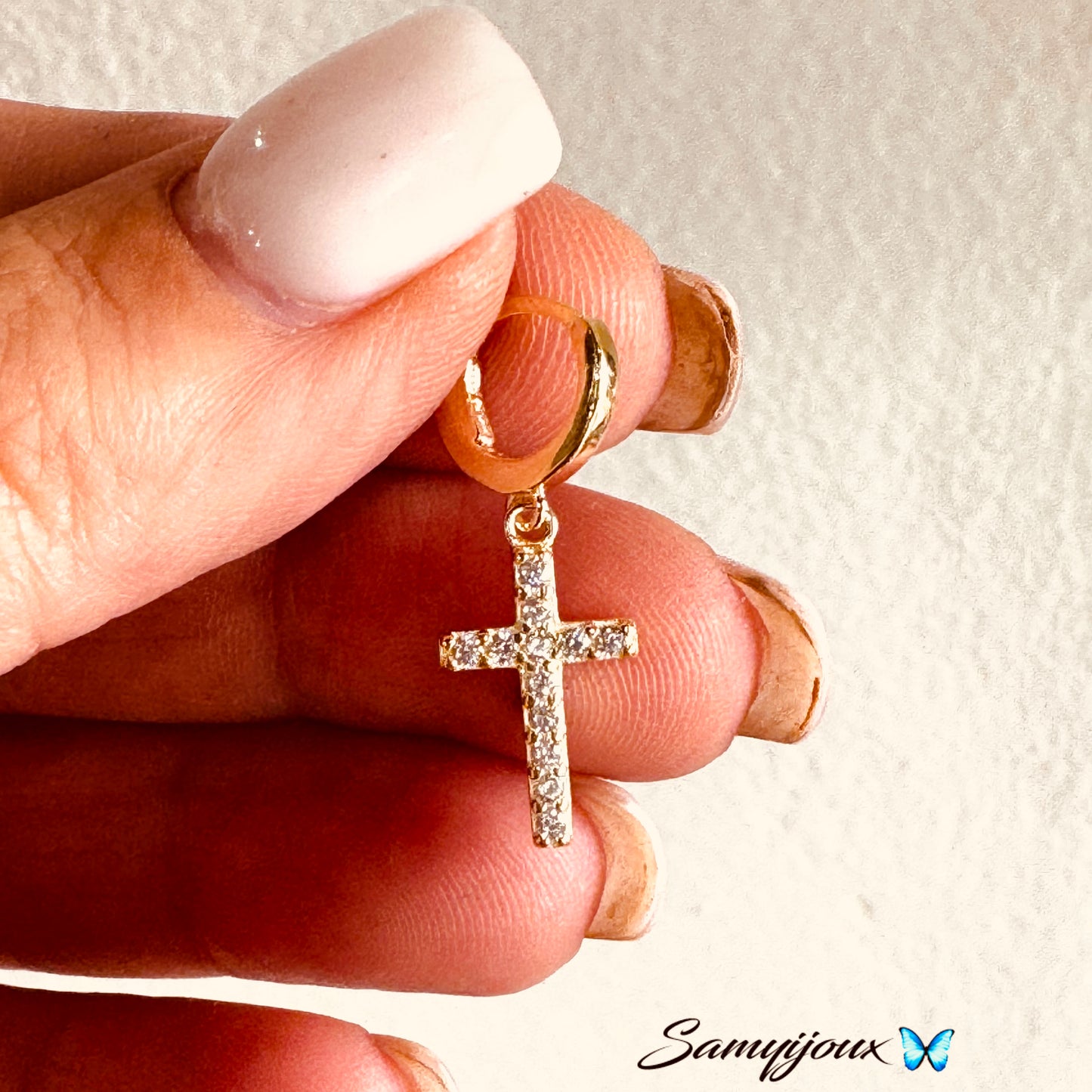 Hoop croce zirconata - by Samyijoux