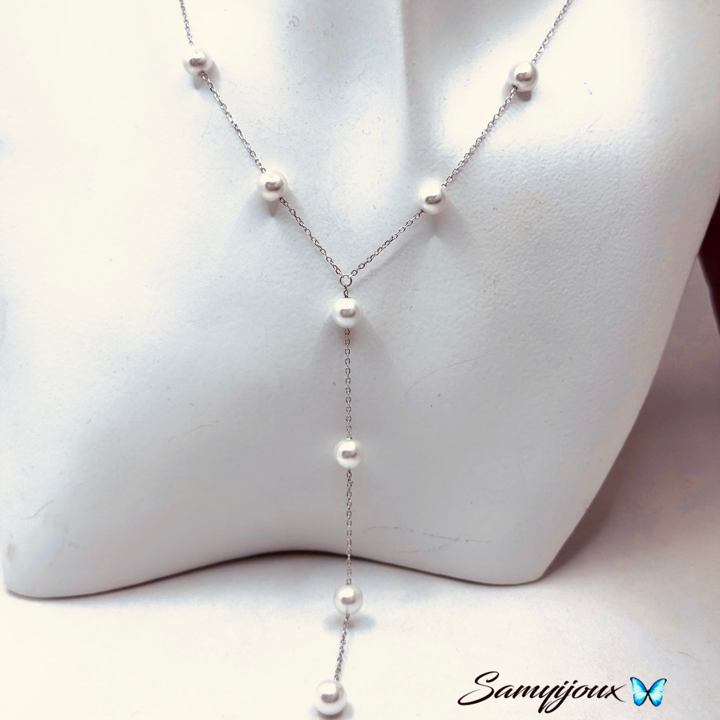 Collana a Y con perle sintetiche - by Samyijoux