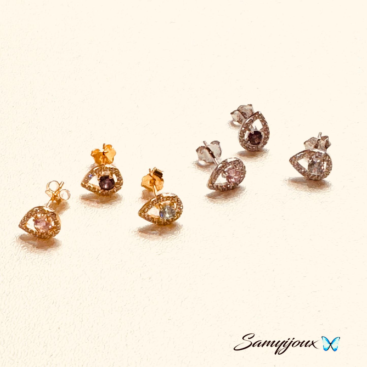 Orecchini goccia con zircone colorato - by Samyijoux