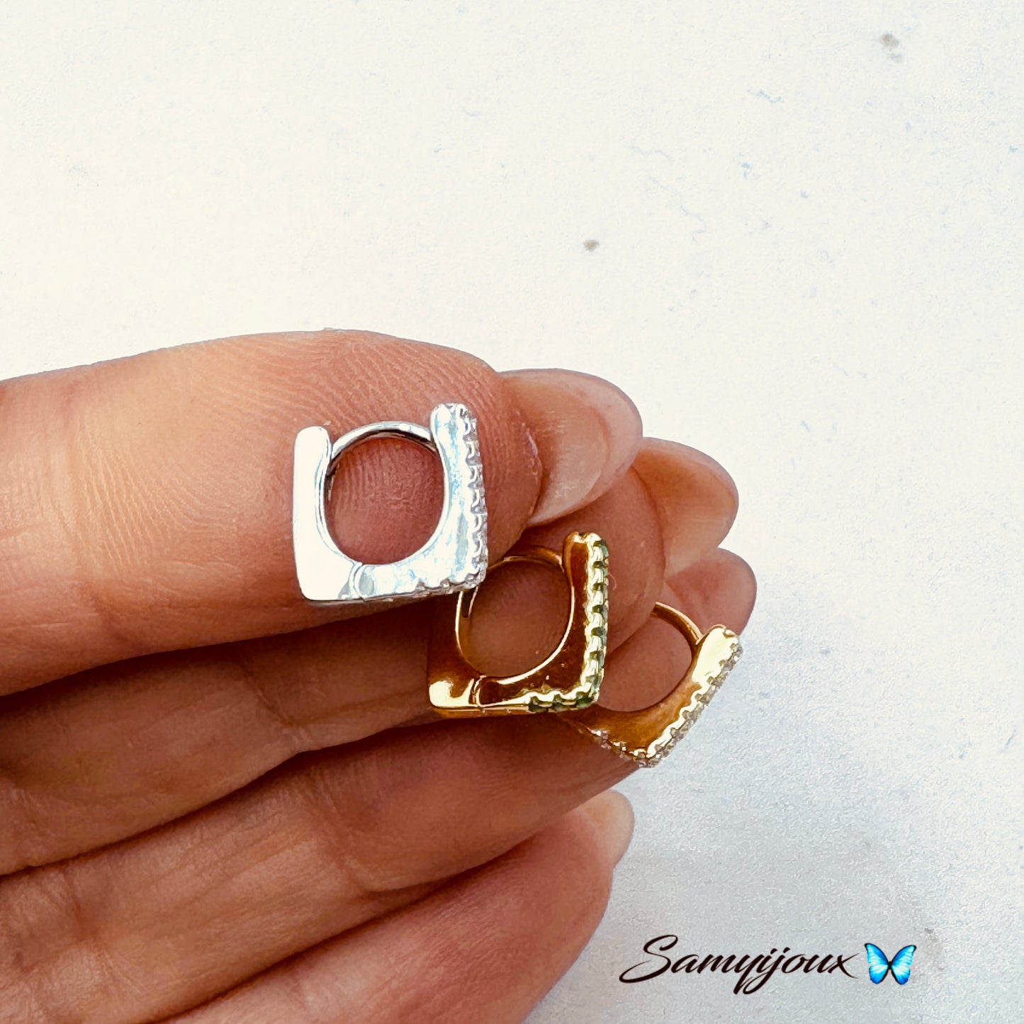 Hoop Quadrato con zirconi - by Samyijoux