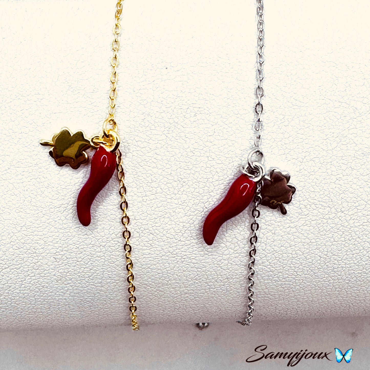 Bracciale quadrifoglio e cornetto - by Samyijoux