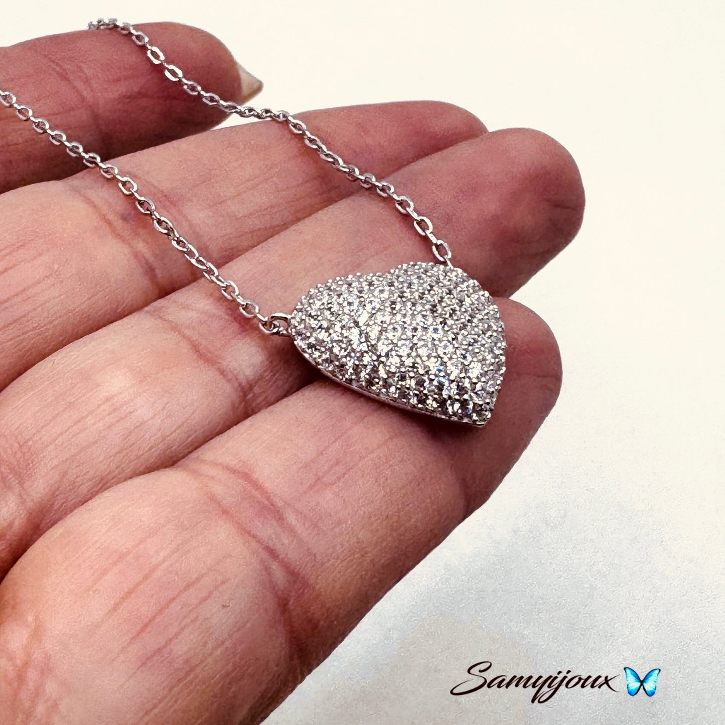Collana Cuore Bombato pavè - by Samyijoux