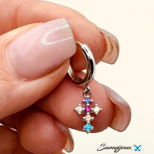 Hoop con croce rainbow - by Samyijoux