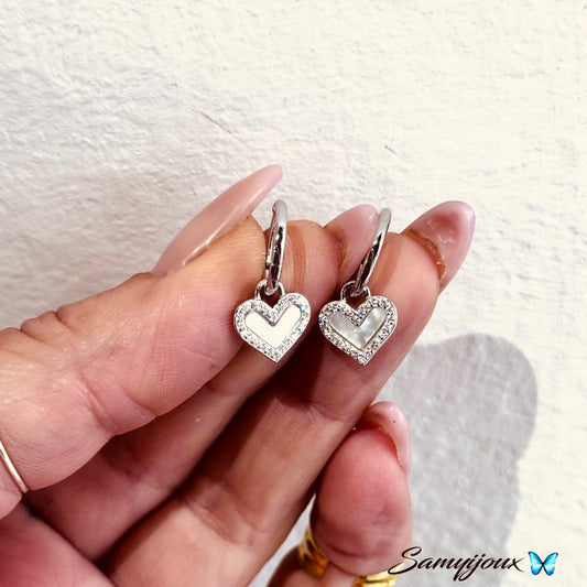 Hoops 9mm con cuore in madreperla - by Samyijoux