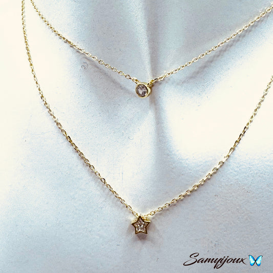 Collana due fili punto luce e stella - by Samyijoux