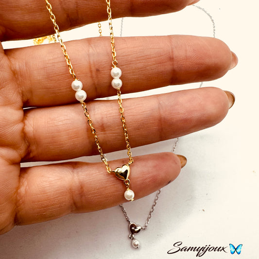 Collana Cuoricino e perle - by Samyijoux