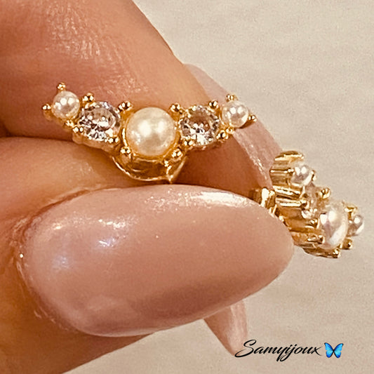 Orecchini Baffo con perle e zirconi - by Samyijoux