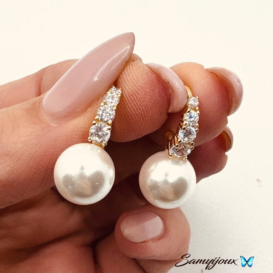 Orecchini Monachella con zirconi e Perla - by Samyijoux