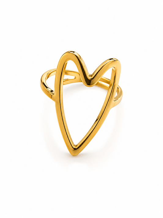 Anello cuore piatto battuto - by Samyijoux