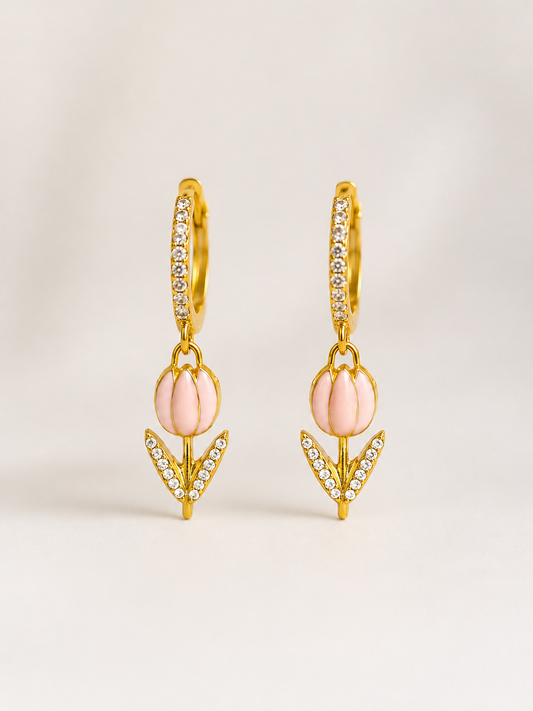 Orecchini a cerchio cristalli con tulipano - by Samyijoux