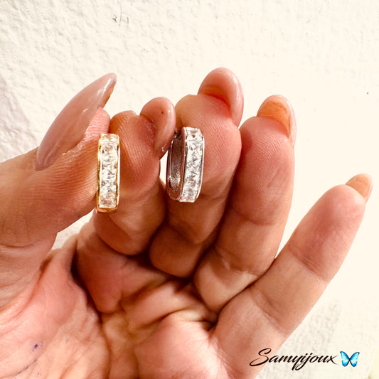 Hoops Quadrati con zirconi da 2mm - by Samyijoux