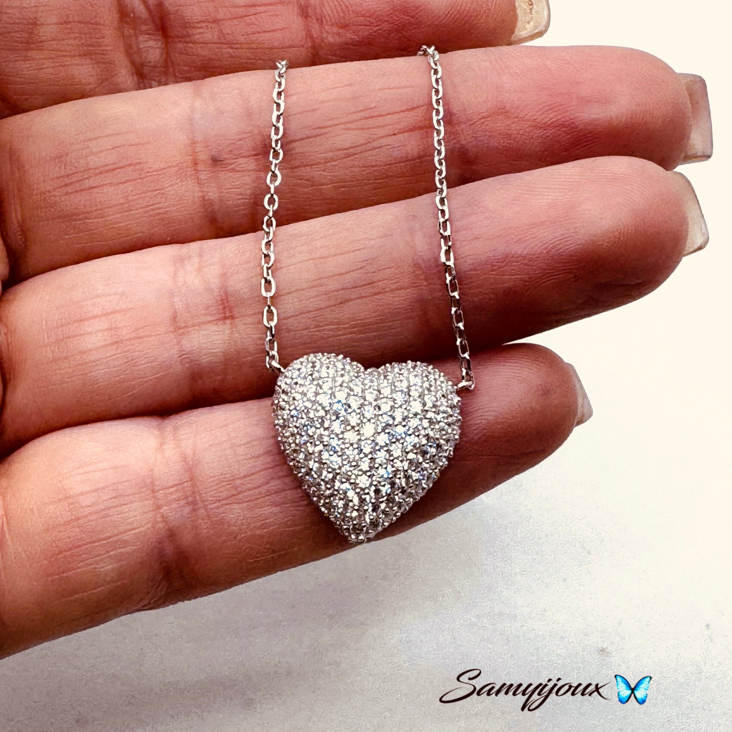 Collana Cuore Bombato pavè - by Samyijoux