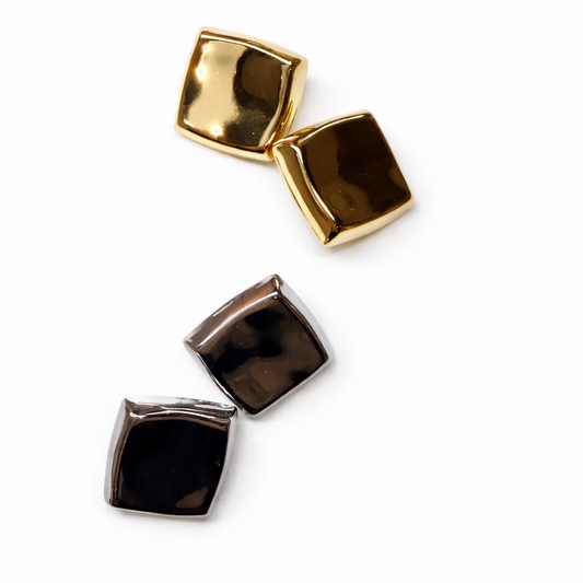Orecchini Bottone Quadrato Liscio - by Samyijoux