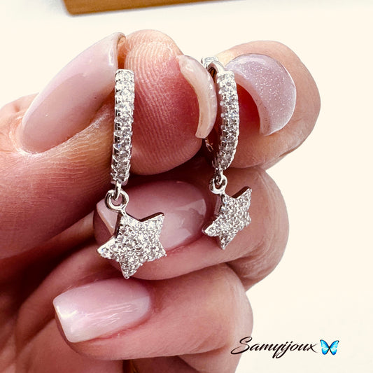 Hoops con stella in pavè bombata - by Samyijoux