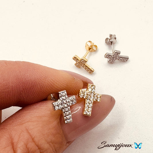 Orecchini Croce Pavè - by Samyijoux