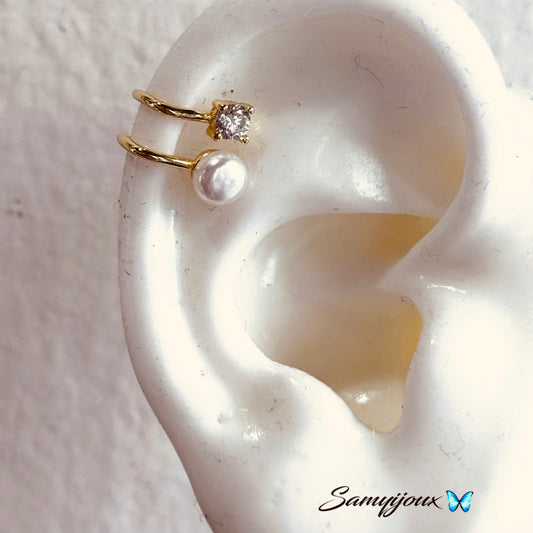 Earcuff perla e zircone - by Samyijoux