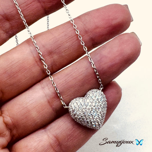 Collana Cuore Bombato pavè - by Samyijoux