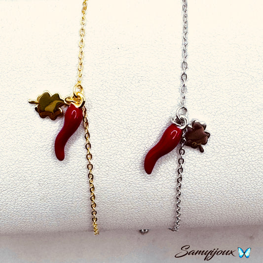 Bracciale quadrifoglio e cornetto - by Samyijoux