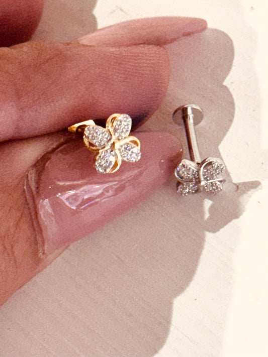 Piercing quadrifoglio pavè AF - by Samyijoux