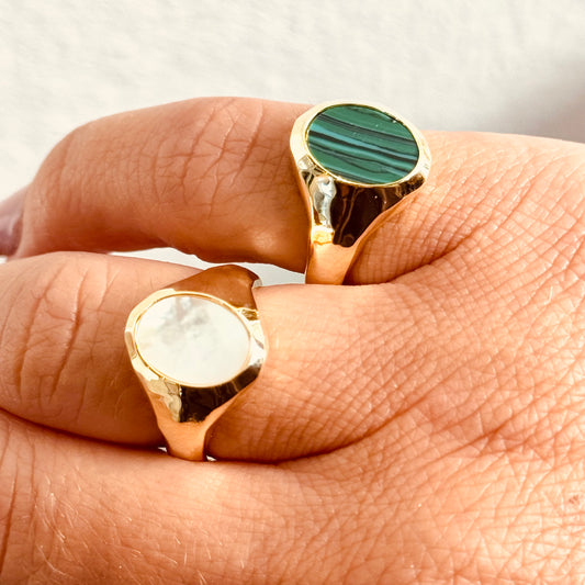Anello Scudo Malachite o Madreperla - by Samyijoux